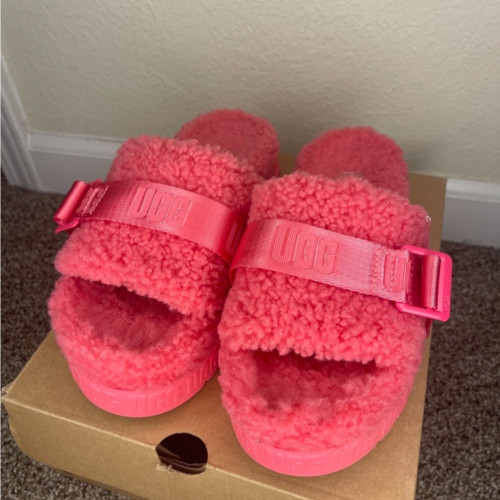 UGG Pink Fuzzy Slippers Cozy Plush Comfort